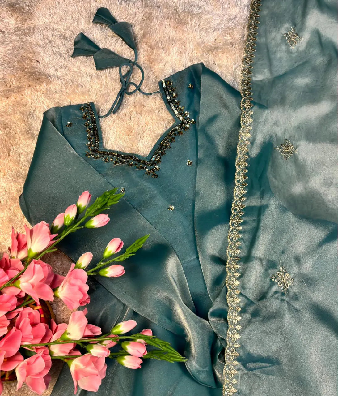 Varnika Anarkali Aari Work With Dupatta Work
