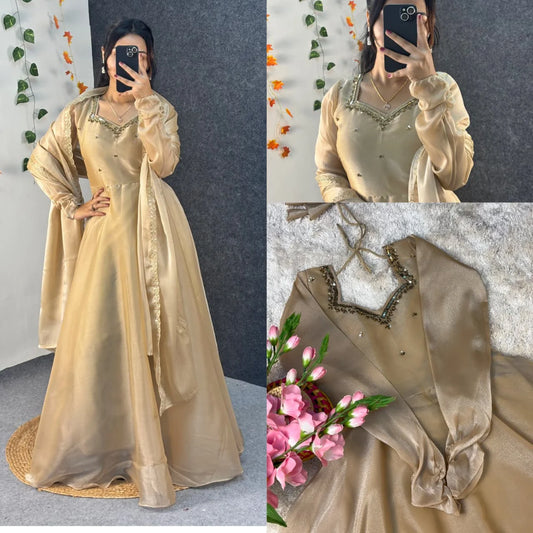 Varnika Anarkali Aari Work With Dupatta Work
