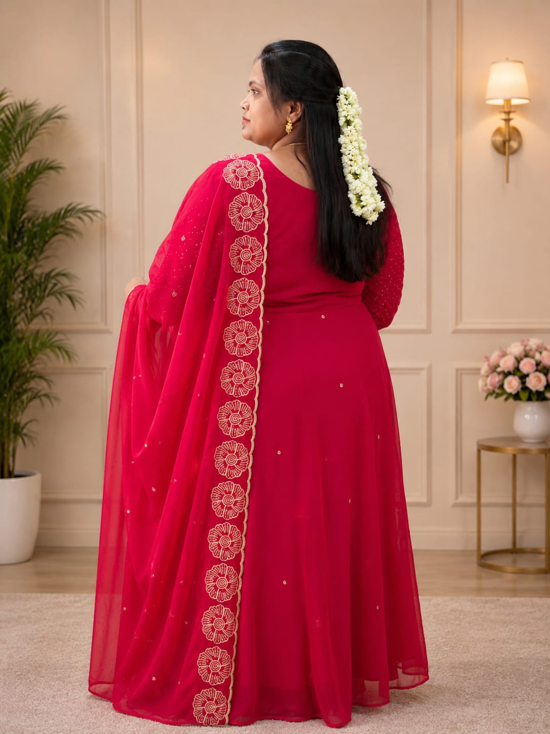 Plus Size Georgette Heavy Sequence Work 3pcs Set