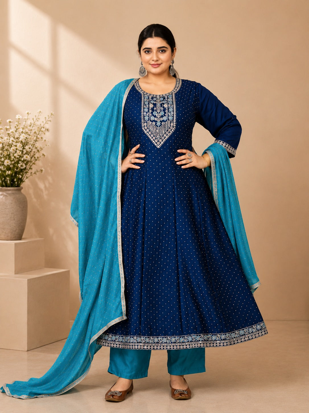 Plus Size Kali Model Vizhitra Silk