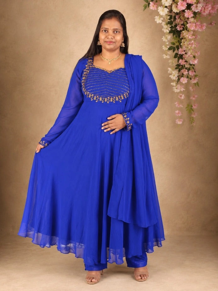 Plus Size Heart model Aari work Anarkali