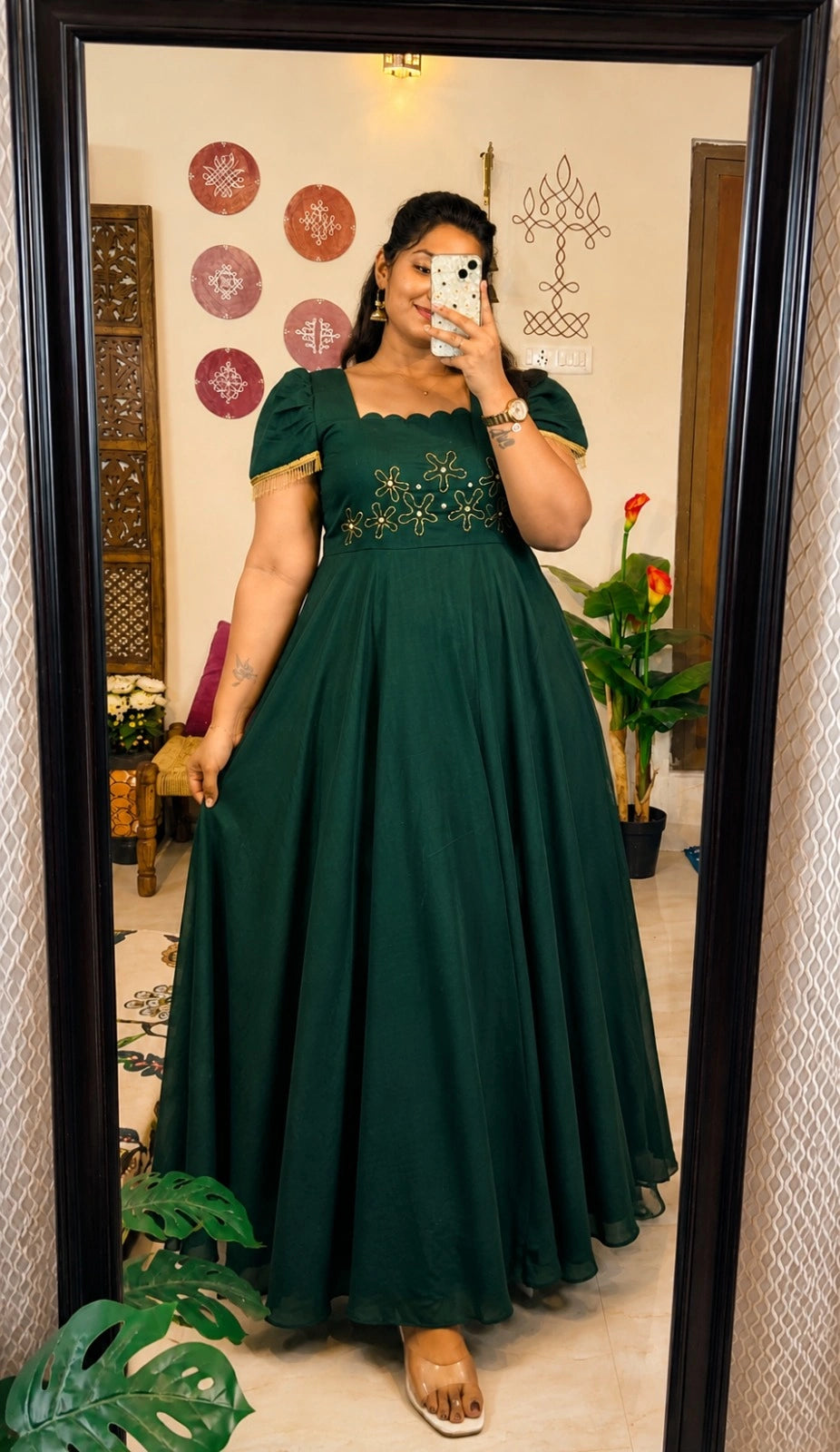 Plus Size Blooming Vichithra Double Sleeve Anarkali