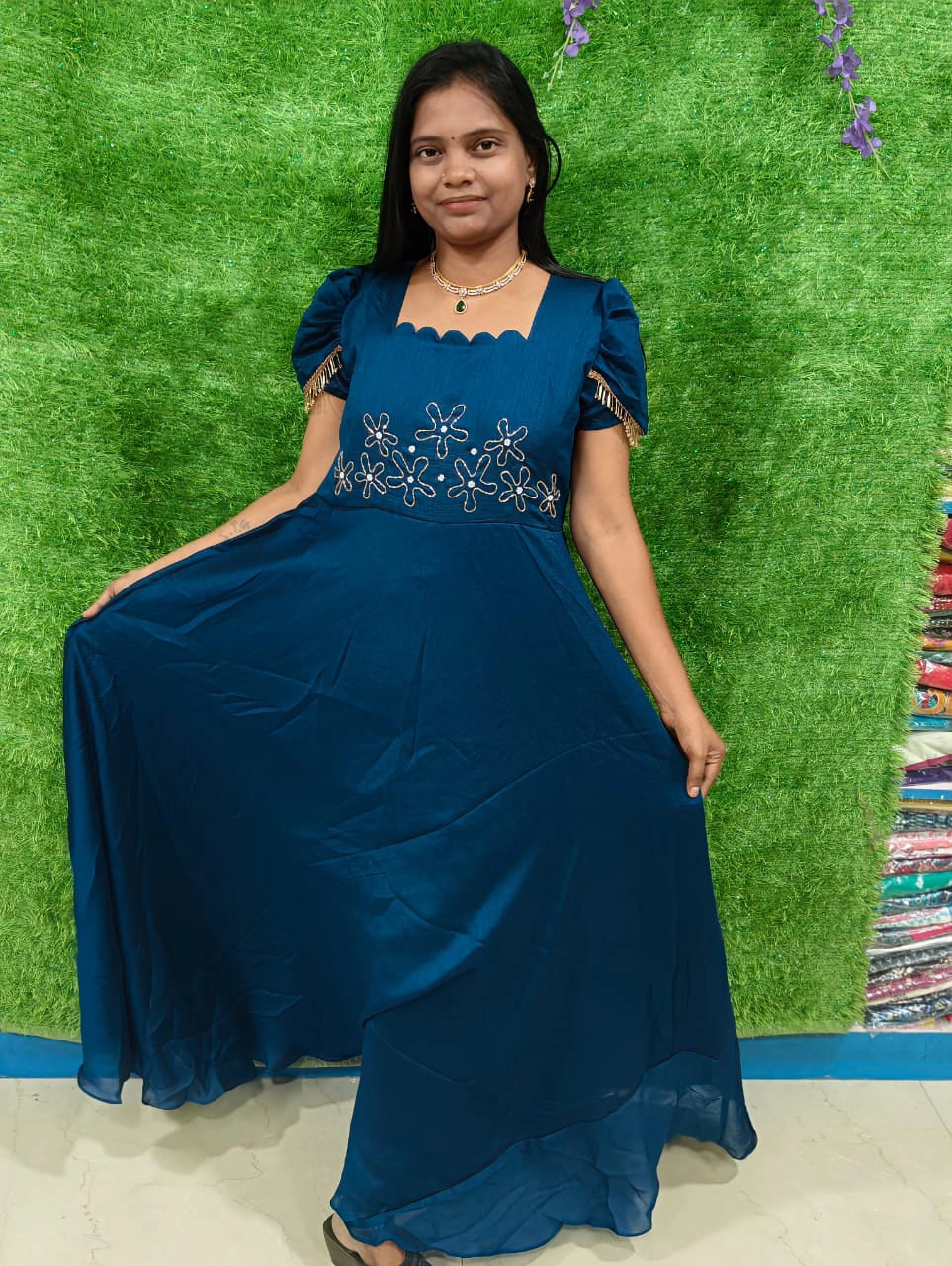 Blooming Vichithra Double Sleeve Anarkali