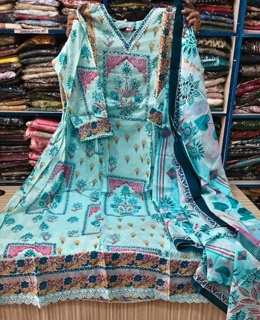 Cotton Anarkali With Dupatta 2pcs Set