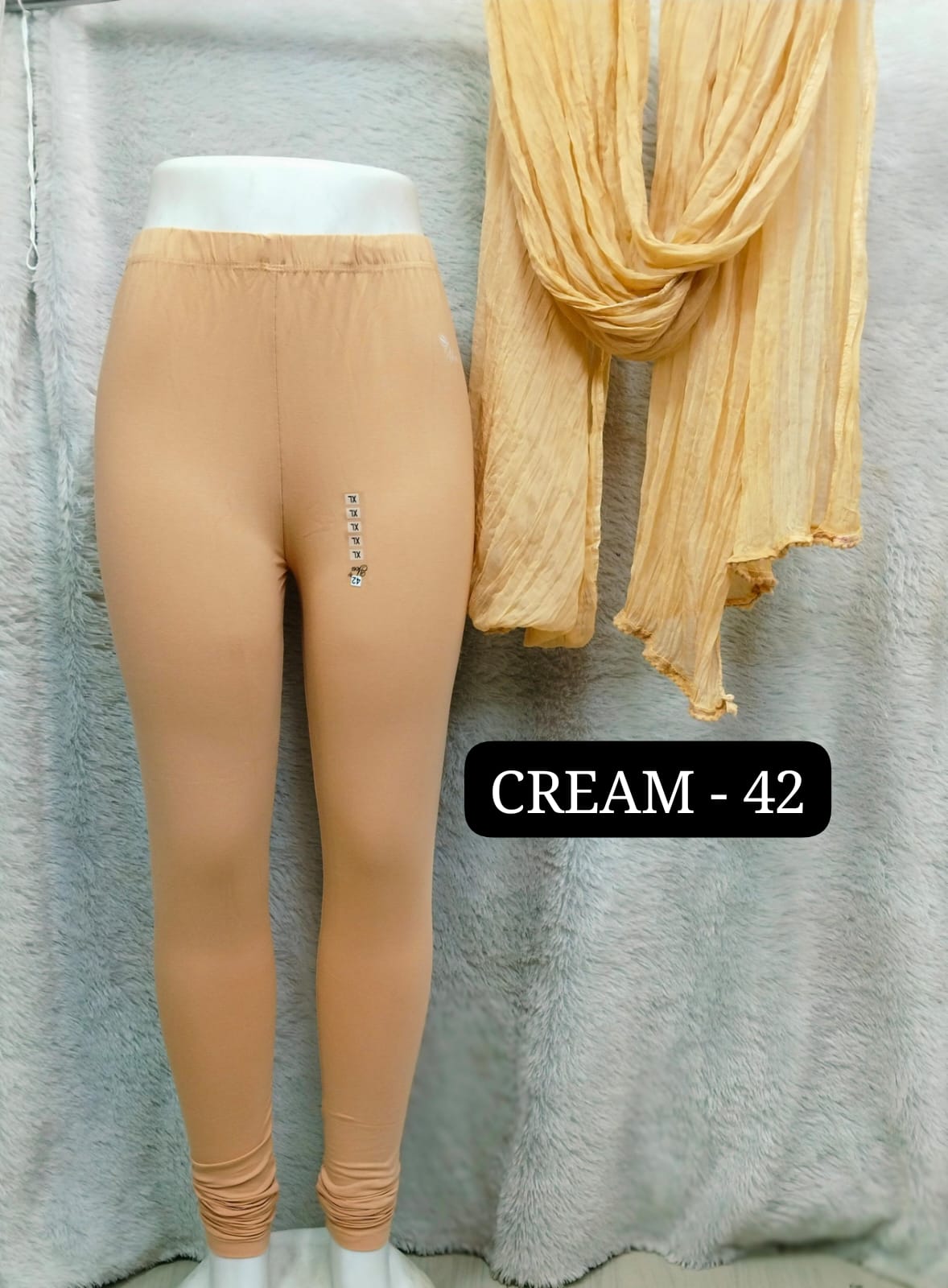 4 Way Leggings & Nazmin Dupatta - Cream
