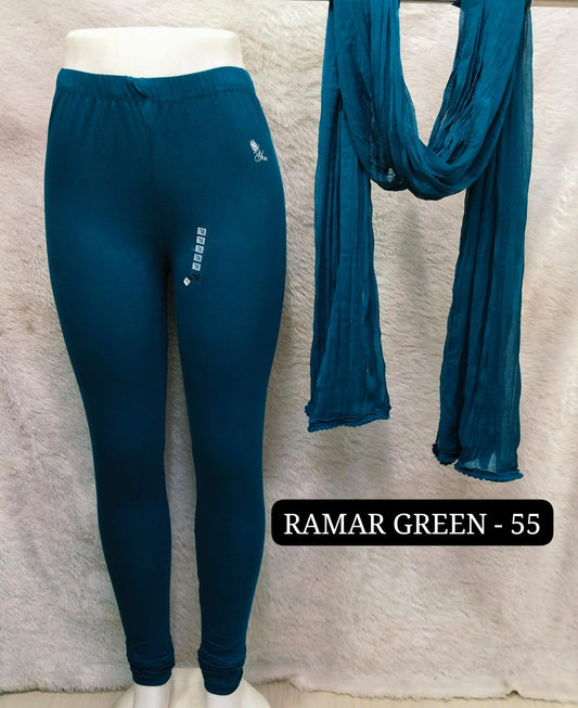 4 Way Leggings & Nazmin Dupatta - Ramar Green