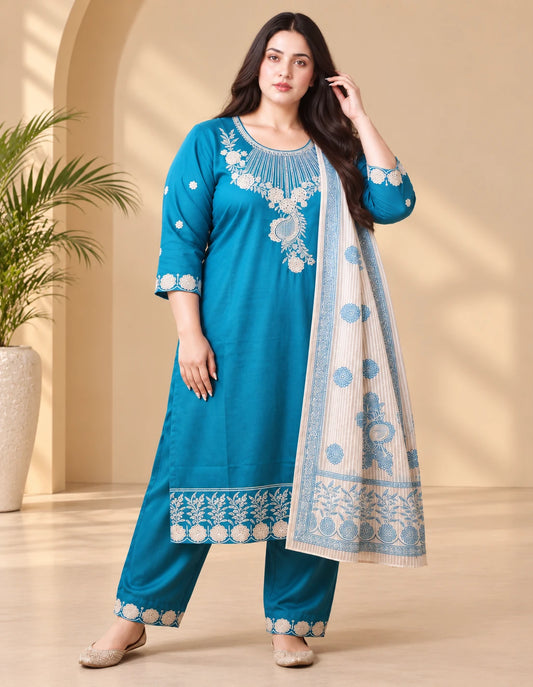 Plus Size Glass Silk 3pcs Set
