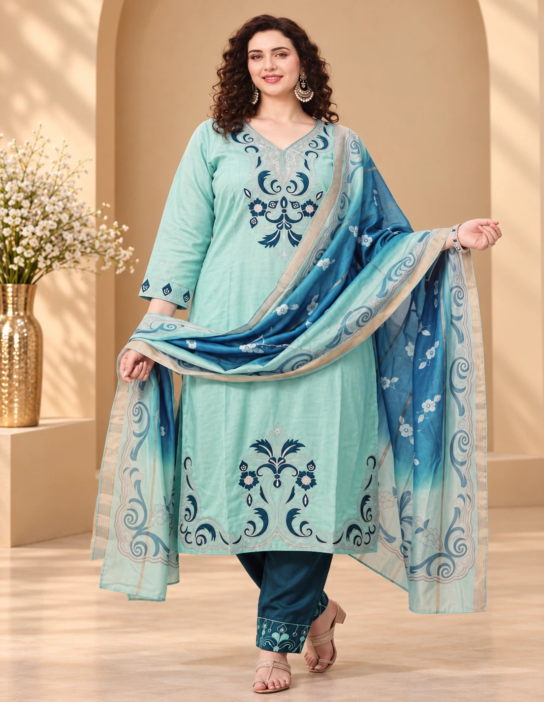 Plus Size Thread Roman Glass 3pcs Set