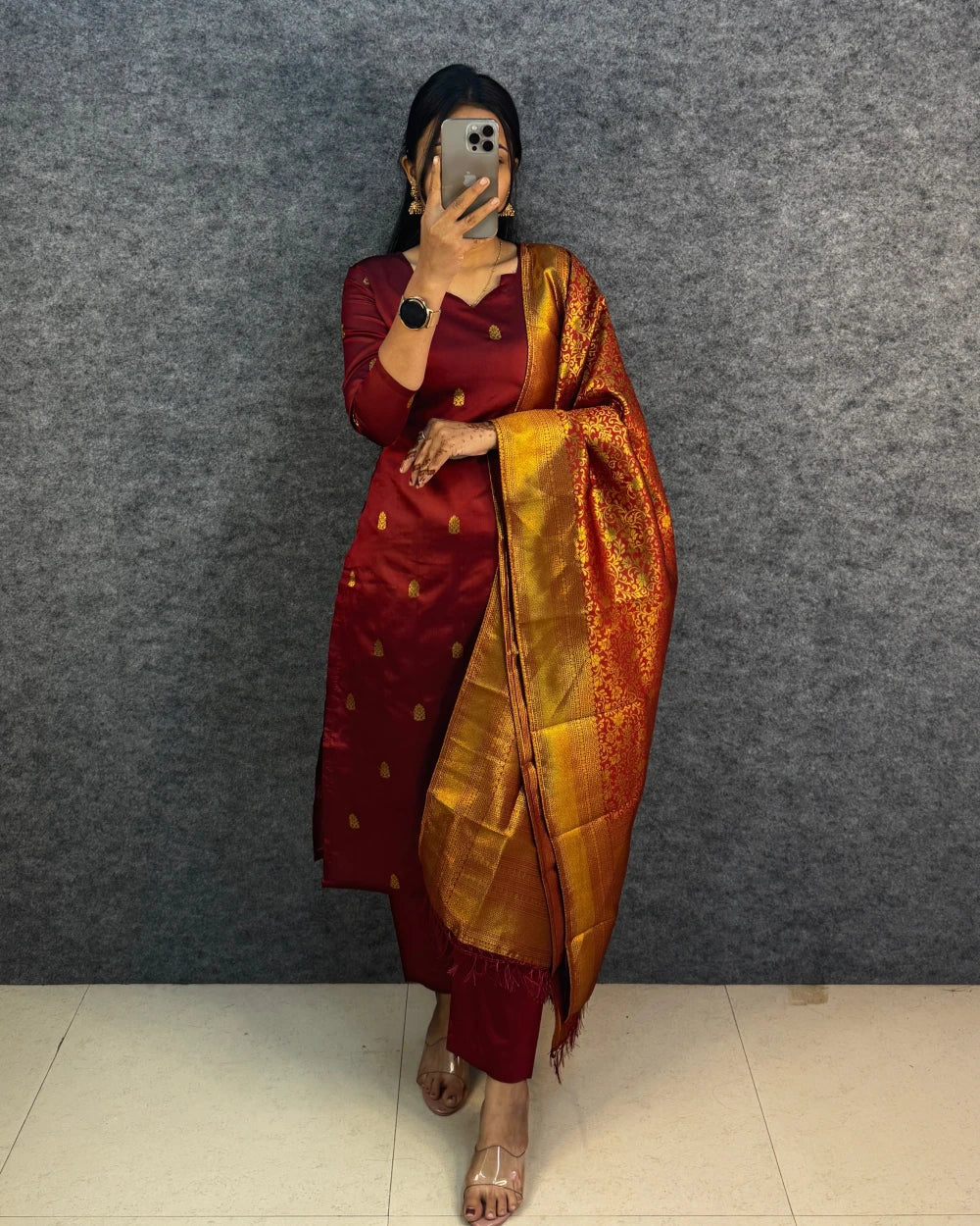 Plus Size Banarasi Silk 3pcs Set