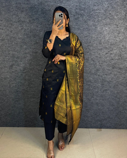 Plus Size Banarasi Silk 3pcs Set