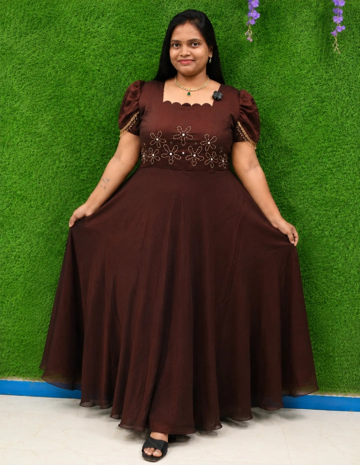 Plus Size Blooming Vichithra Double Sleeve Anarkali