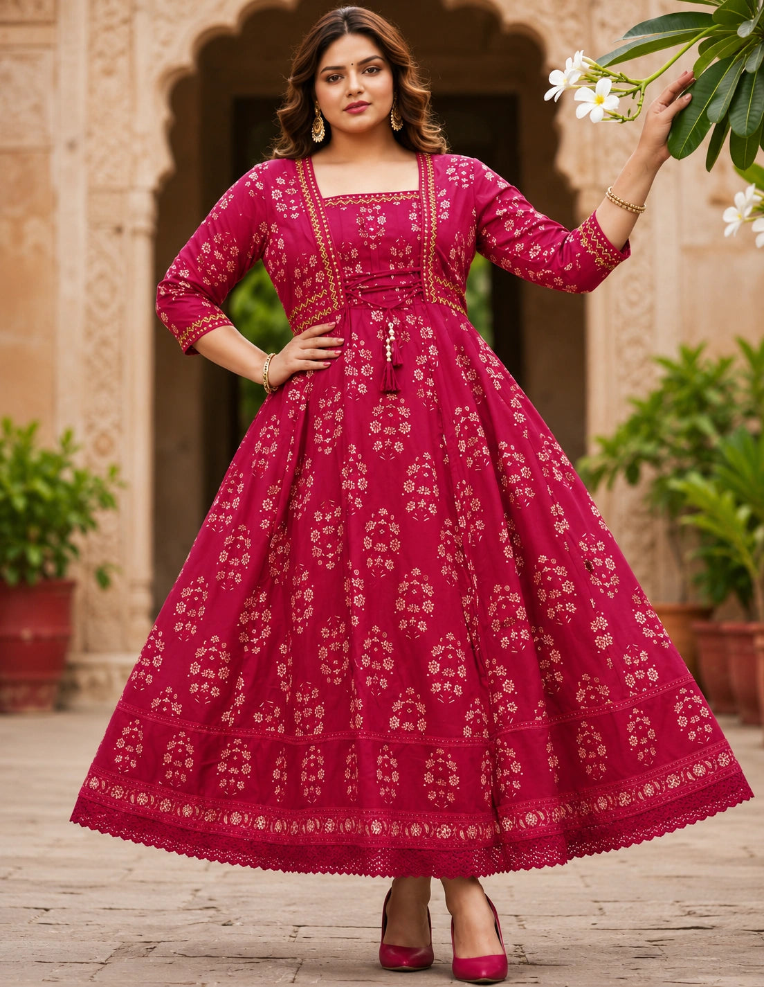 Plus Size Unique Cotton Anarkali