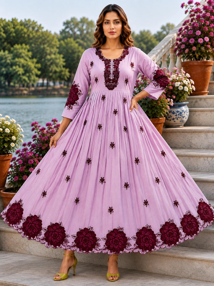Plus Size Mulmul Cotton Heavy Flower Patch