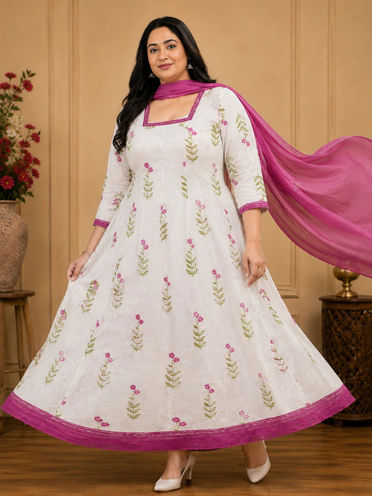Plus Size Pink Blossam 2pcs Set