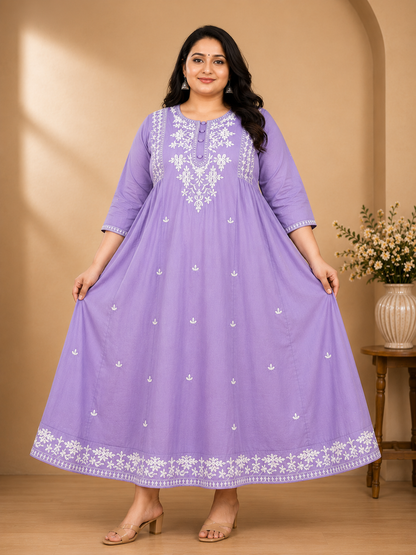 Plus Size  Mulmul Cotton Thread Emporidary