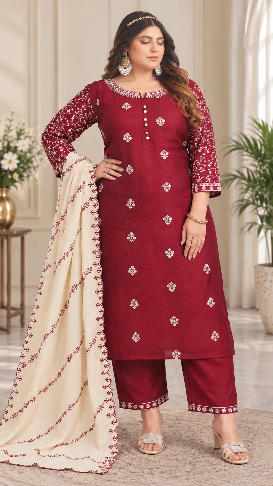 Plus Size Vizhitra Party Wear 3pcs Set