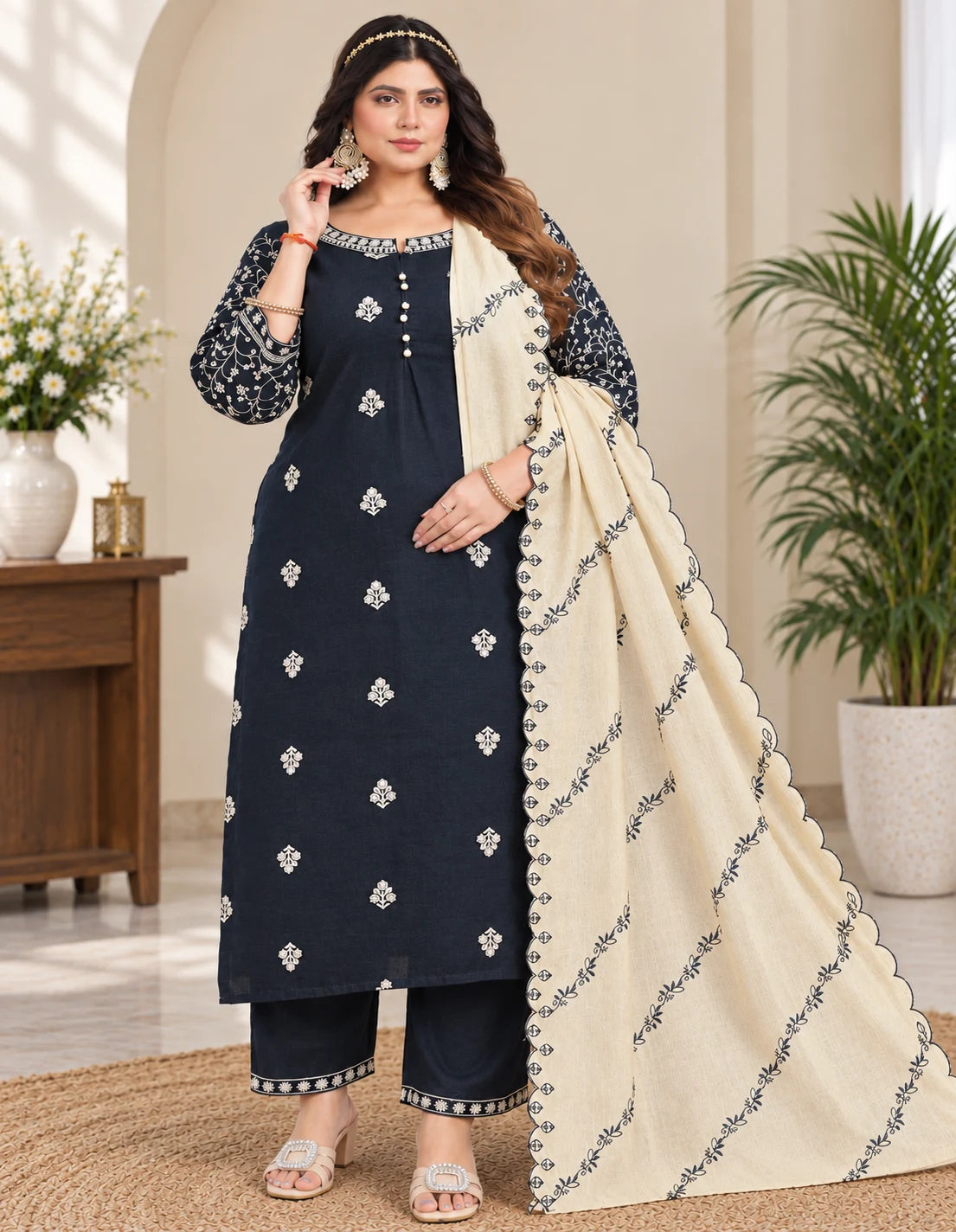Plus Size Vizhitra Party Wear 3pcs Set