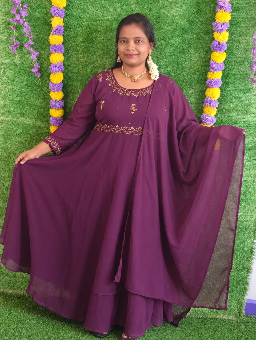 Plus Size Mulmul Cotton Mirror Anarkali