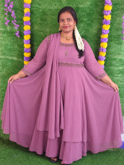 Plus Size Mulmul Cotton Mirror Anarkali