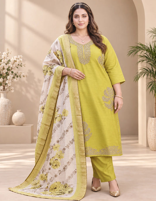 Plus Size Glass Silk Heavy work 3pcs Set