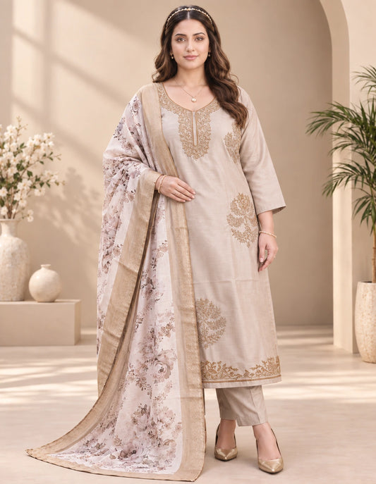 Plus Size Glass Silk Heavy work 3pcs Set