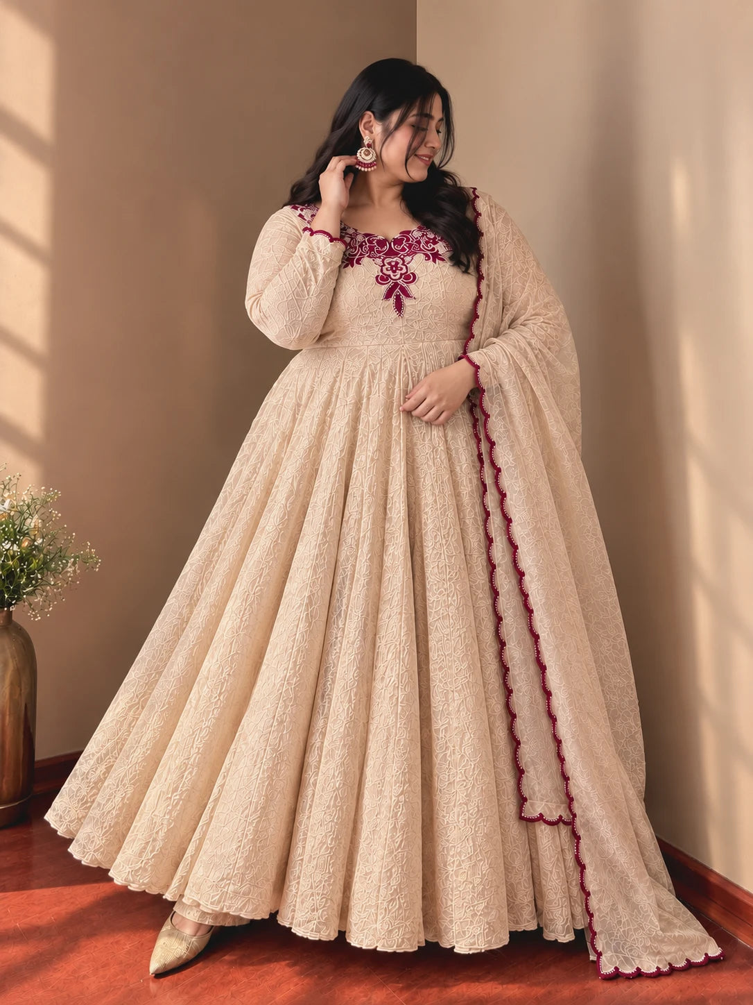 Plus Size Crush  Embroidery Thread work 3pcs Set