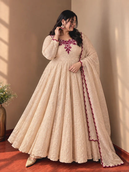 Plus Size Crush  Embroidery Thread work 3pcs Set