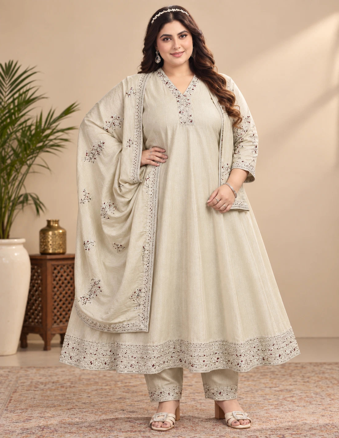 Plus Size Blooming Vizhitra Highneck 3pcs set
