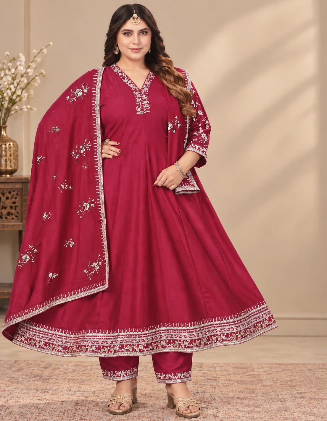 Plus Size Blooming Vizhitra Highneck 3pcs set