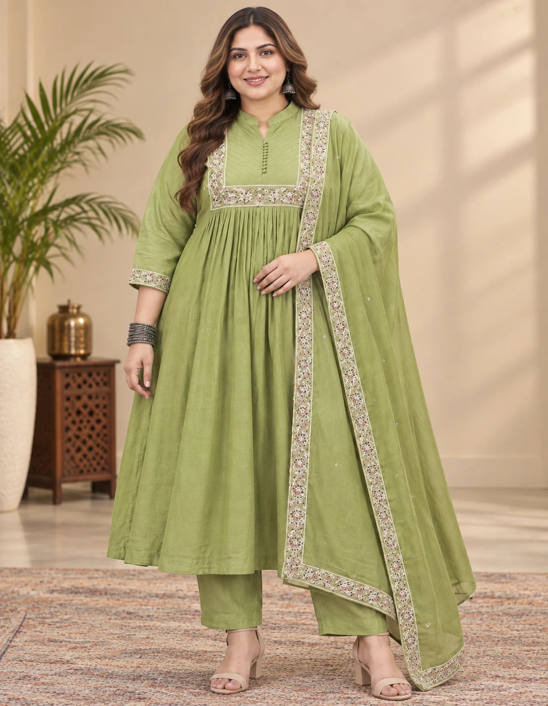 Plus Size Mulchantheri Emporidary Design 3pcs Set