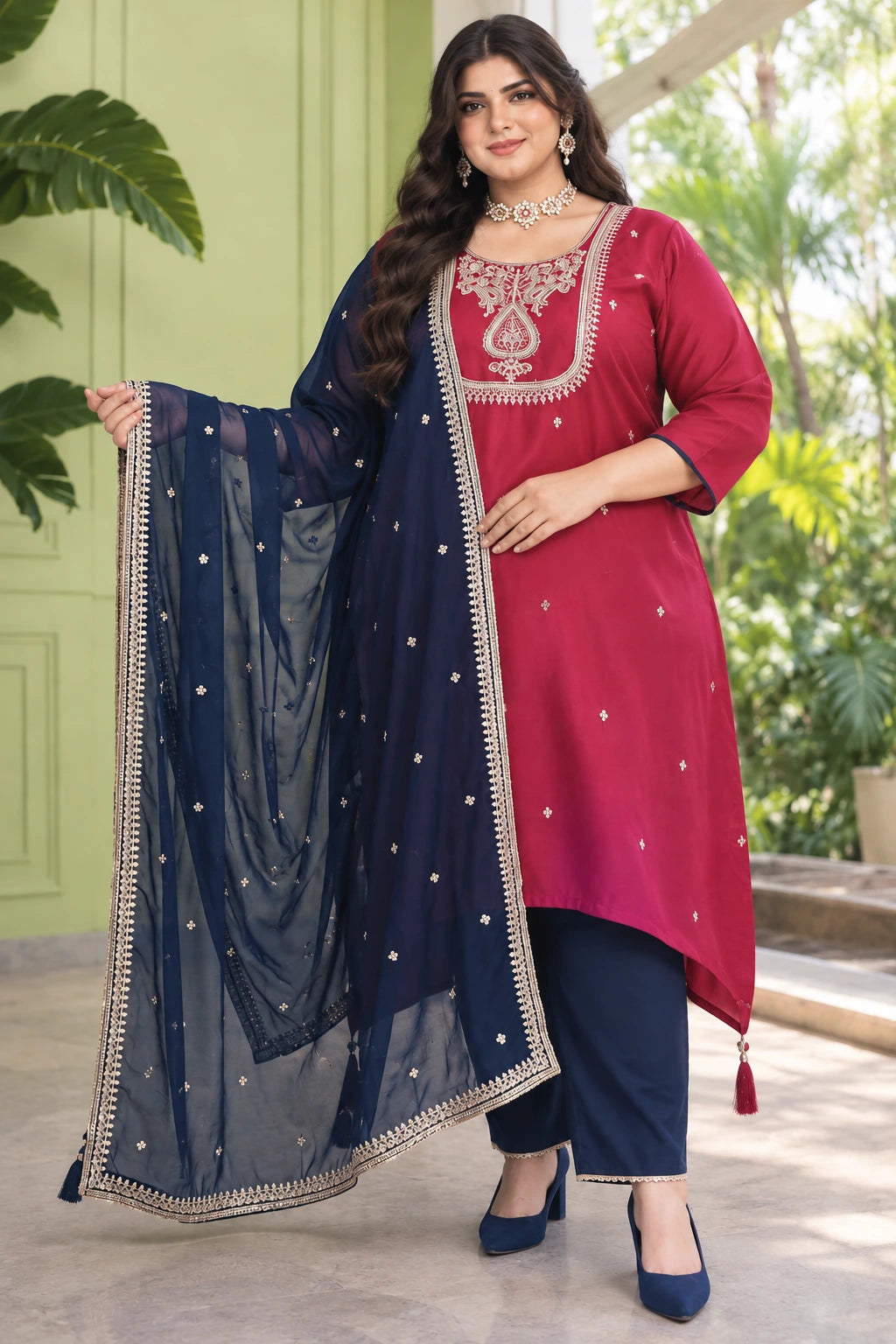 Plus Size Rangili Jewel Work 3pcs Set