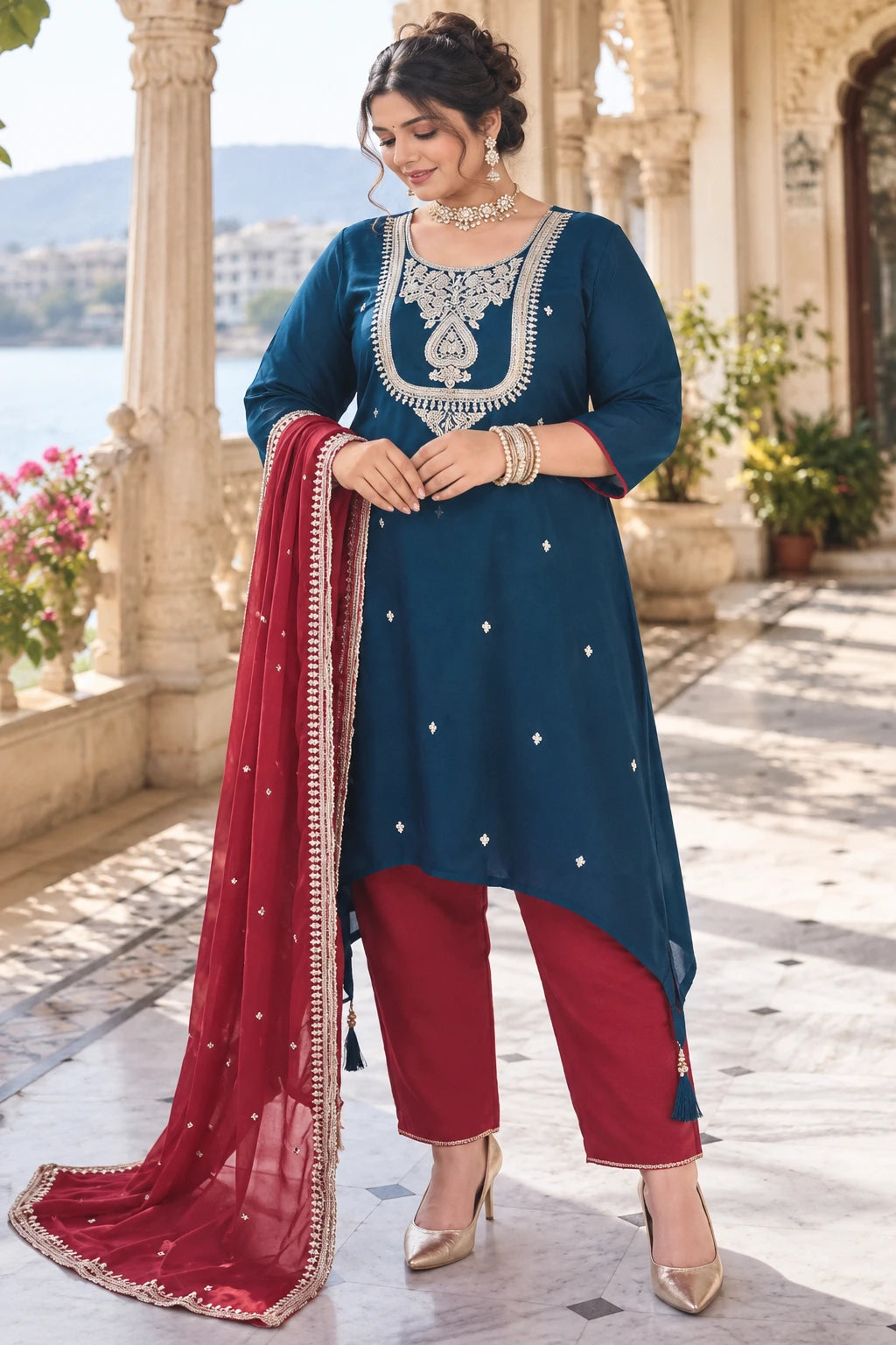 Plus Size Rangili Jewel Work 3pcs Set