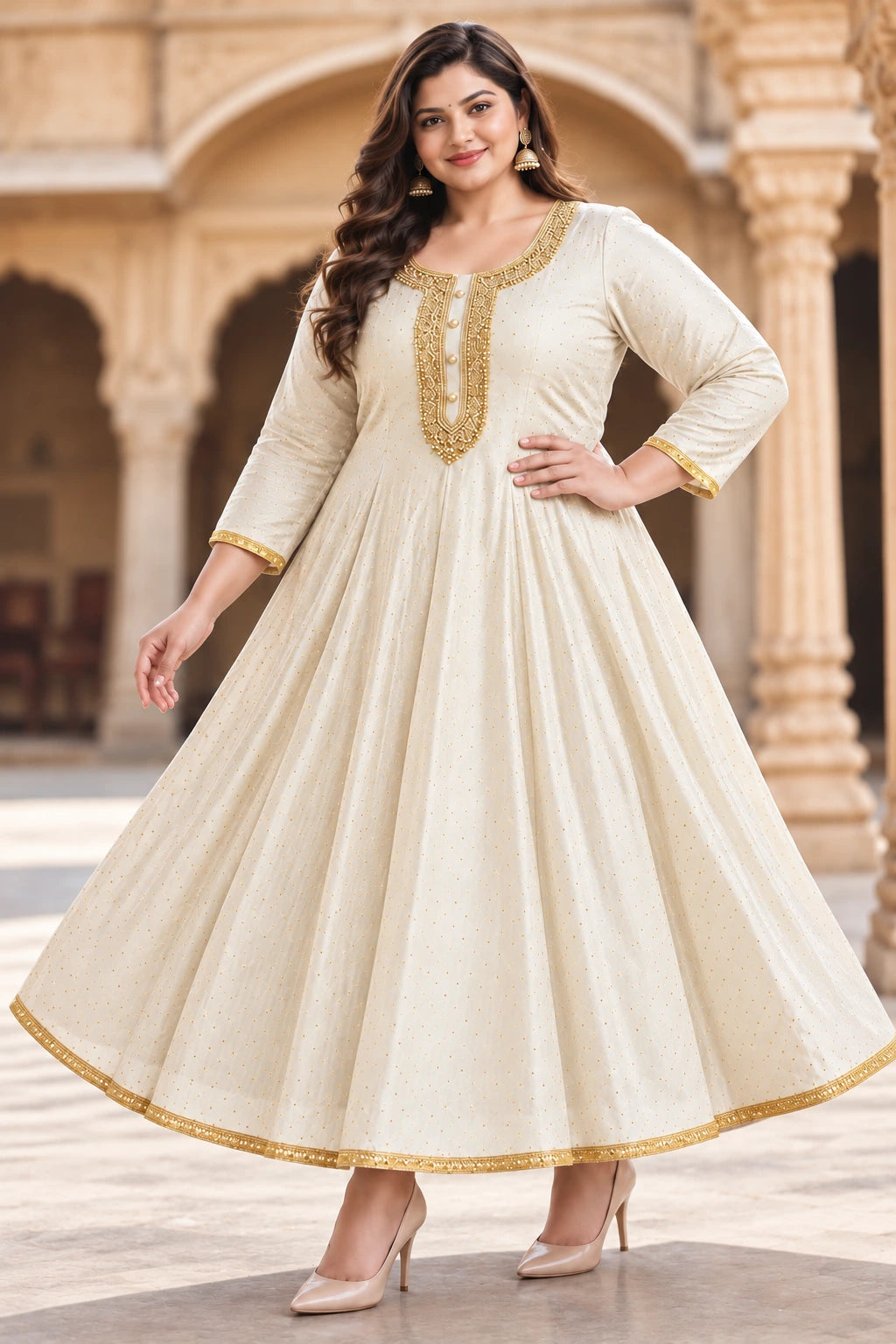 Plus Size Gold Dissur Anarkali