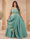 Plus Size Crunchy Silk With Over Jacket 3pcs Set