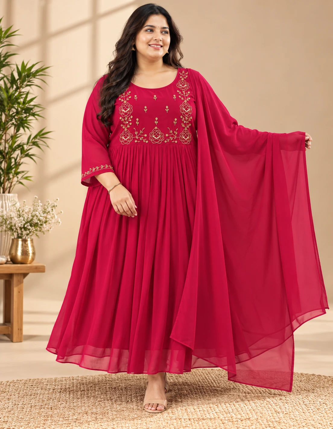 Rose Aari Work Plus Size 2pcs Set