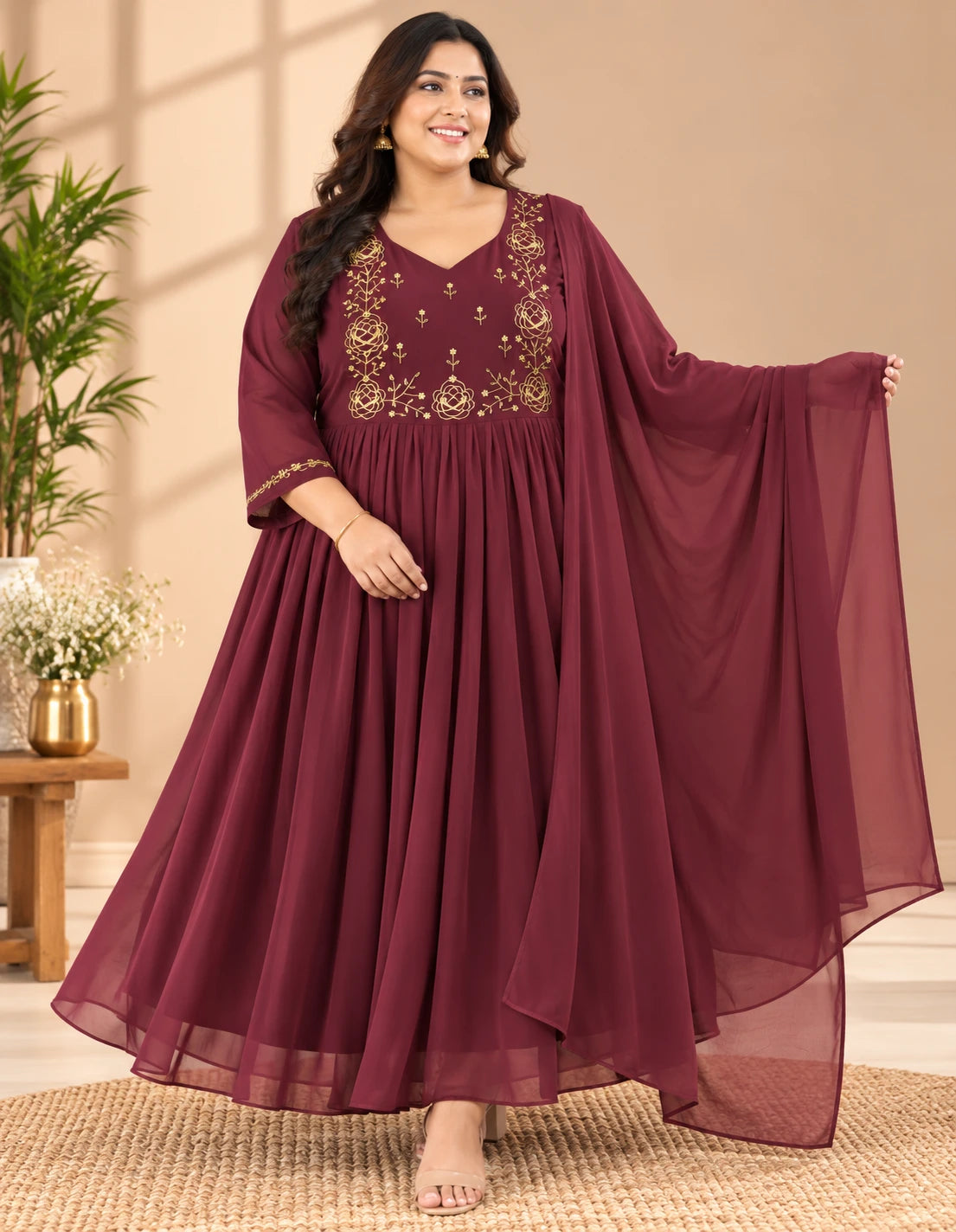 Rose Aari Work Plus Size 2pcs Set