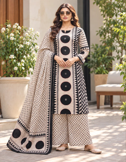 Dhabu Cotton Mirror 3pcs Set