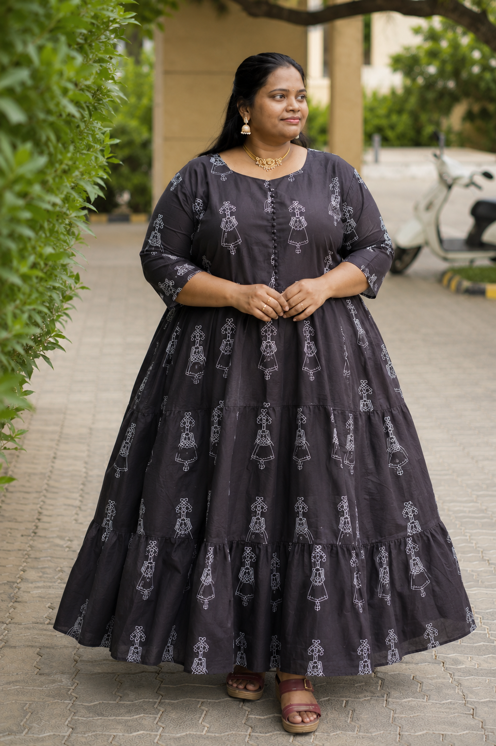 Plus Size 3 Tyre Maxi Cotton