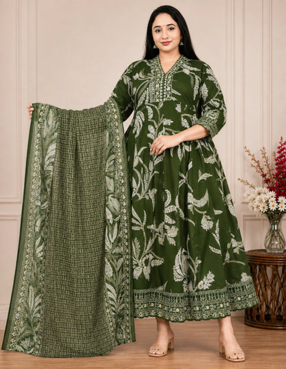 Plus Size High Neck Umbrella Top With Dupatta