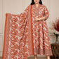Plus Size High Neck Umbrella Top With Dupatta