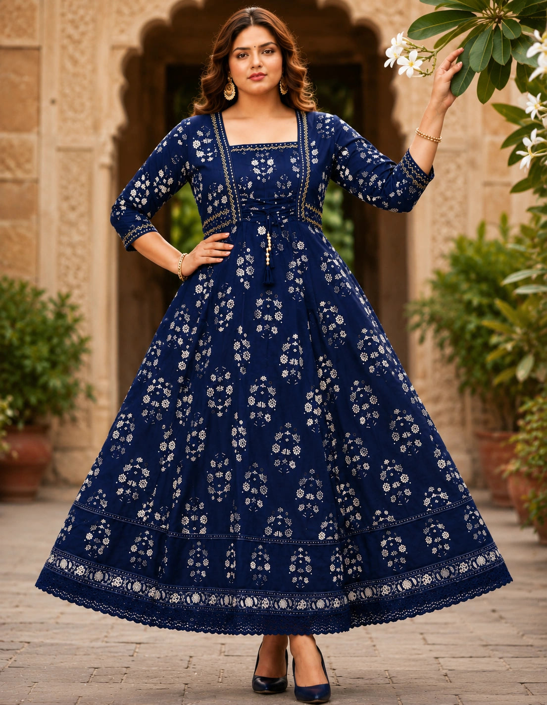 Plus Size Unique Cotton Anarkali
