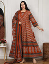 Plus Size Kalamkari 3 Tyre Umbrella With Dupatta