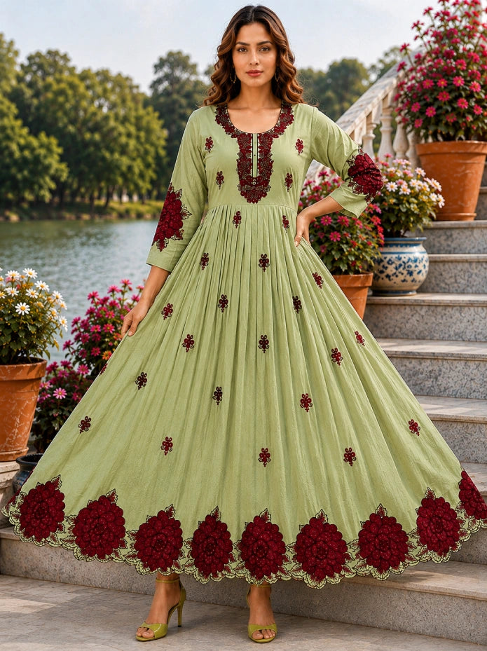 Plus Size Mulmul Cotton Heavy Flower Patch