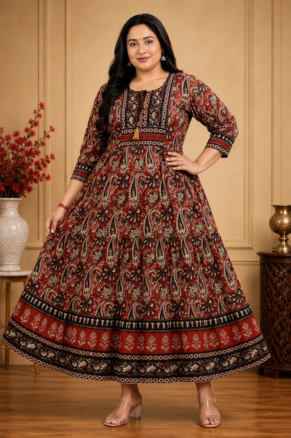 Plus Size Kalamkari Cotton Anarkali