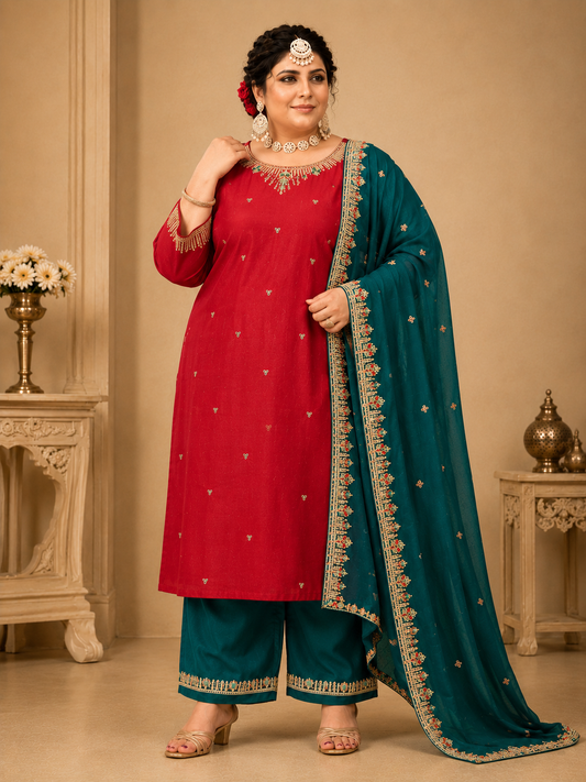 Plus Size  Thread Embroidery Sequence Work