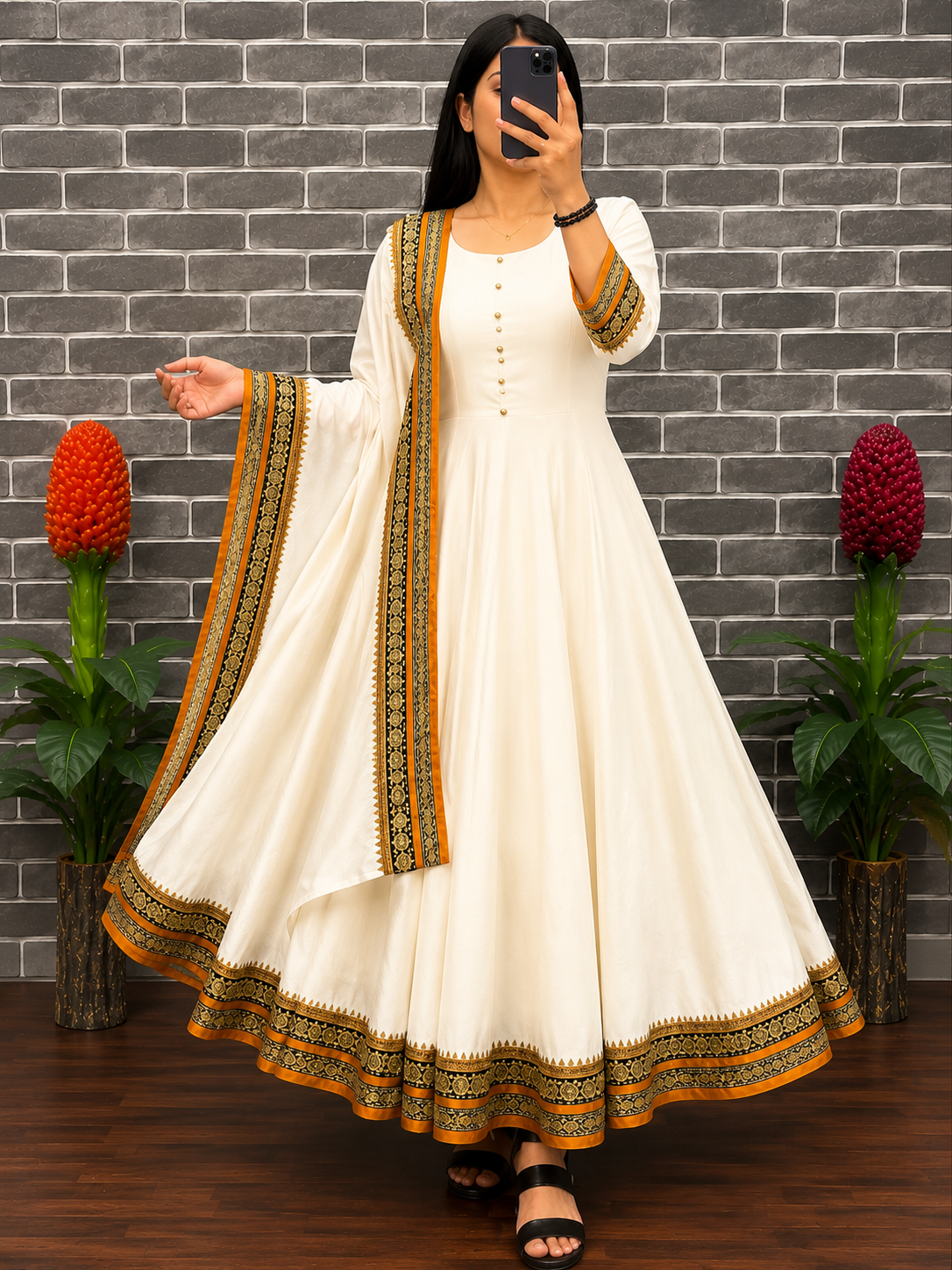 Plus Size Vizhitra Anarkali With Dupatta