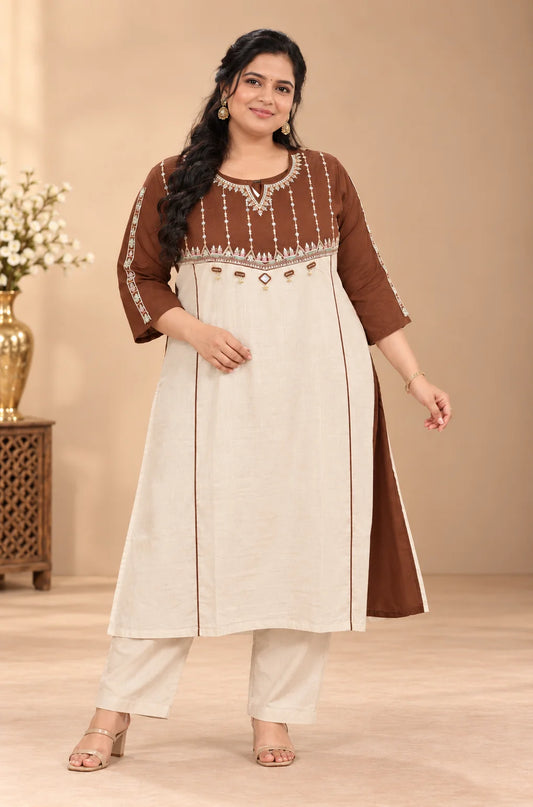 Plus Size Co Ord Set - Premium Shining Silk Cotton