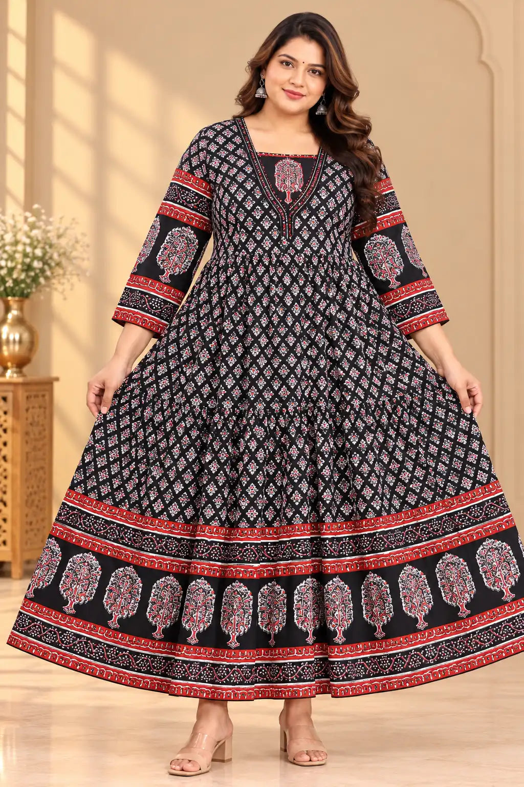 Plus Size Rayon Anarkali Aari work