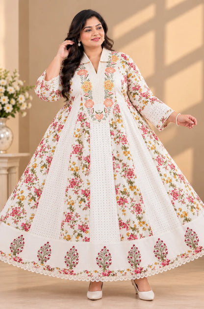 Plus Size High Neck Aquaba Anarkali