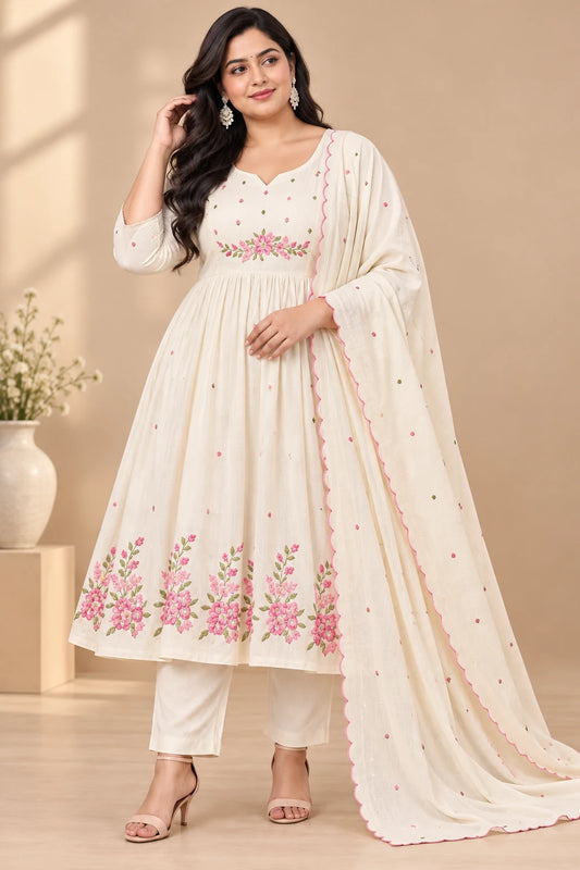 Plus Size Thread Emporidary Mulchantheri 3pcs Set